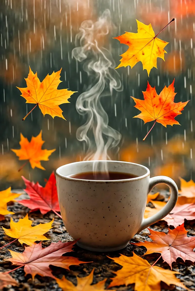 De Betoverende Sfeer van Thee Sluipen bij Herfstregen