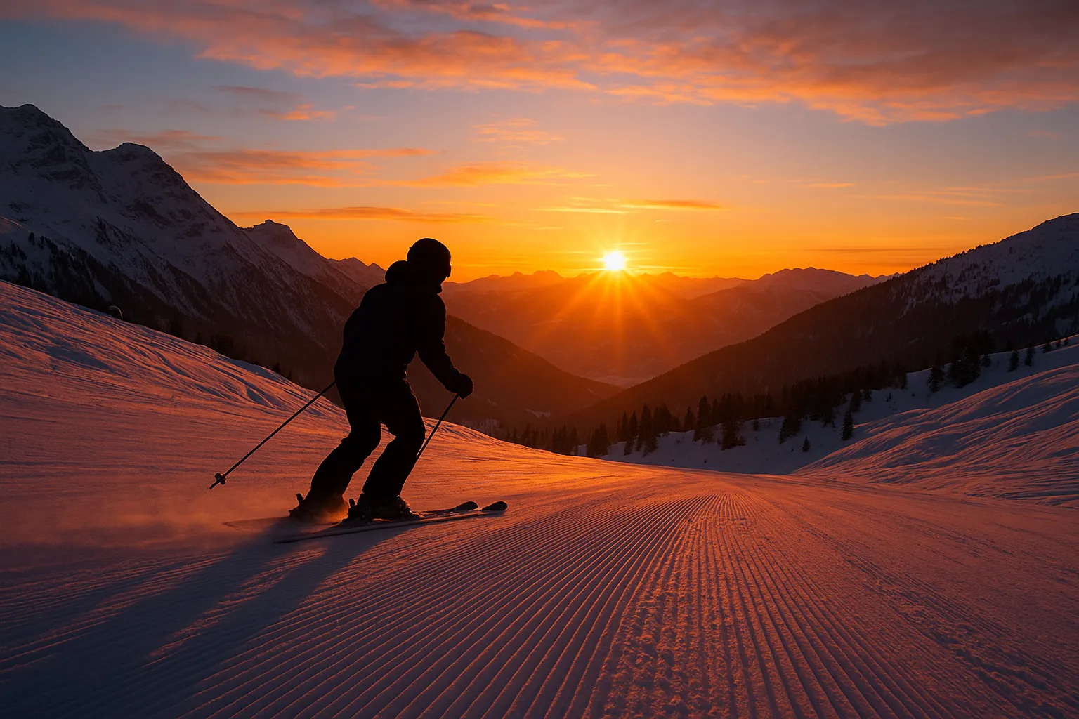 De Magie van Skiën bij Winterse Zonsopgangen