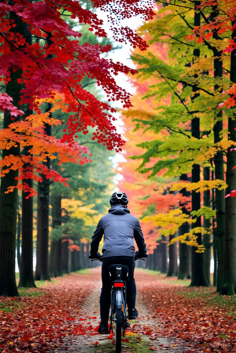 Fietsen door Herfstige Bossen: Een Betoverend Avontuur in Vallende Bladeren