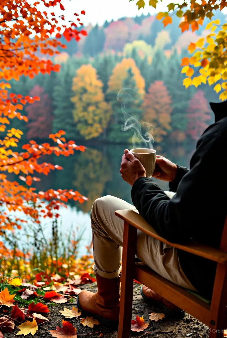 Geniet van Thee in de Omarming van de Herfstnatuur
