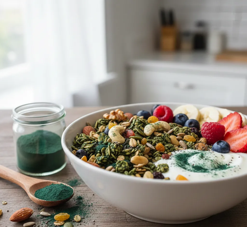 Gezonde granola met spirulina poeder: het ultieme powerontbijt