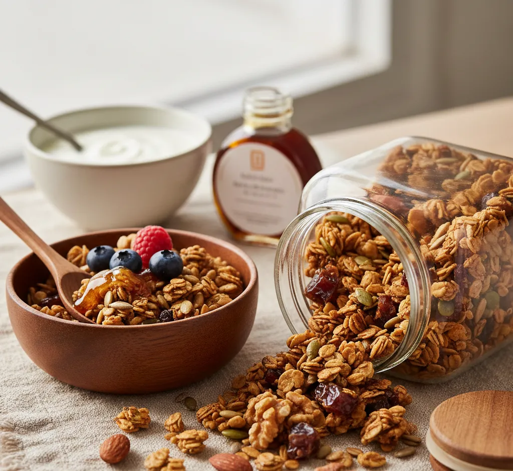Granola clusters met dadelsiroop: knapperig, natuurlijk en voedzaam
