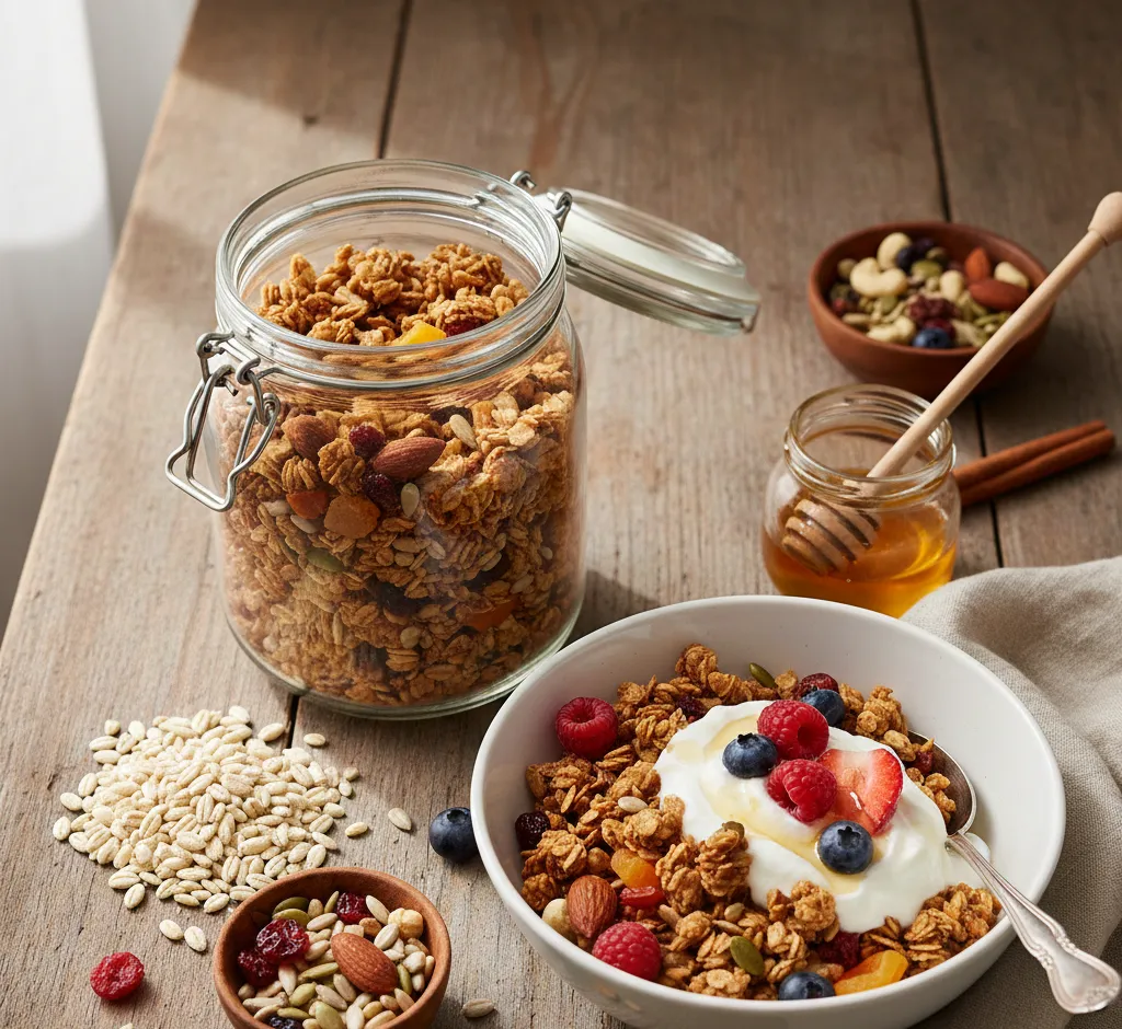 Granola maken met gerstvlokken: voedzaam, knapperig en verrassend veelzijdig