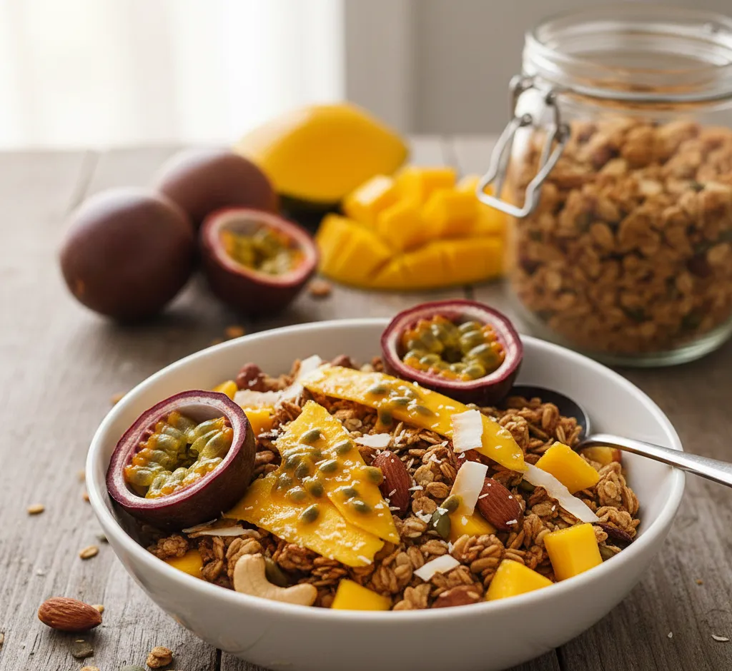 Granola met passievrucht en mango: tropische kickstart van je ochtend