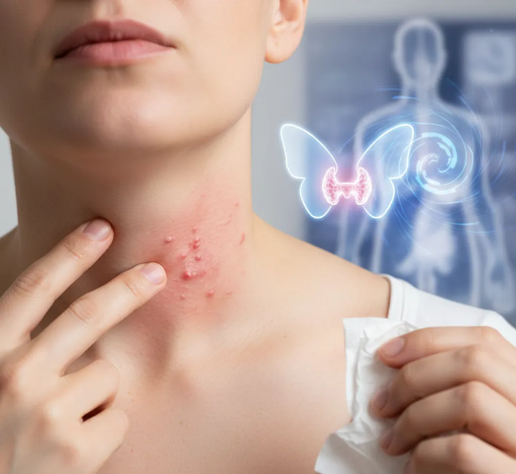 Huiduitslag in de hals: stress of schildklierprobleem?