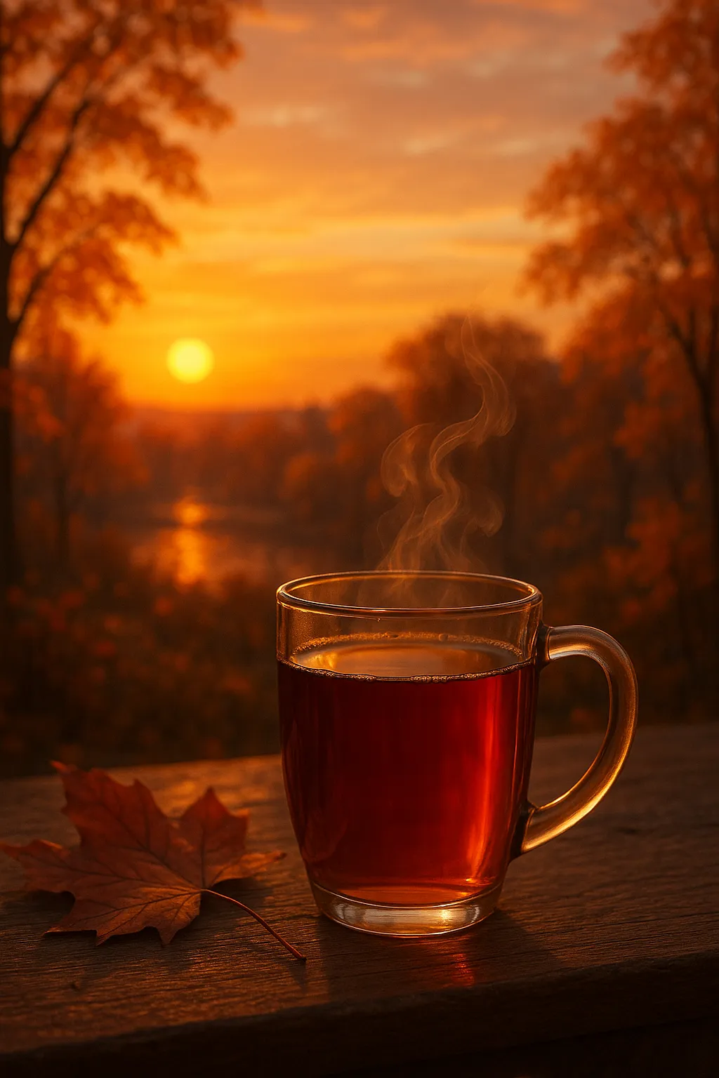 Thee en de Magie van de Herfstzonsondergang